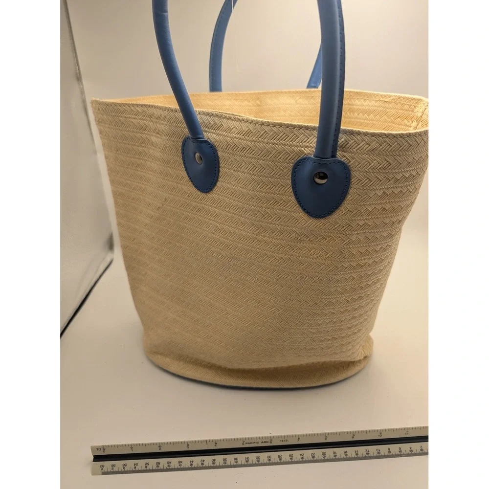 Disney Store Elena of Avalor Straw Tote Bag Blue Woven Basket Jaquin Flower